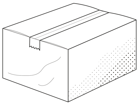 Closed Carton Box Coloring Page